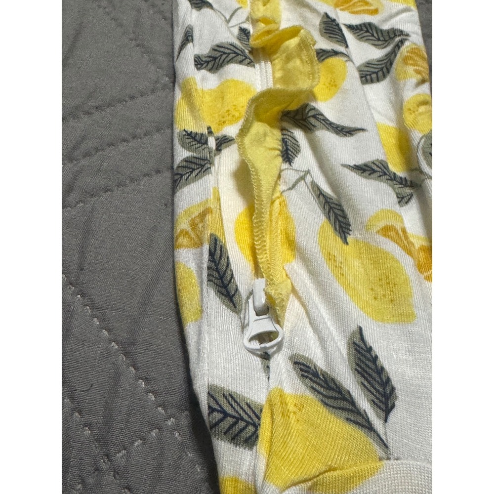 Milkberry Bamboo Lemon Print Footed Pajamas 2-Way Zipper Ruffle Sleeper 18M NEW - Picture 3 of 7